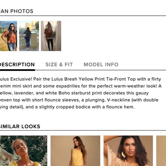 Lulus Breah Yellow Print tie-front Top - Picture 12 of 13